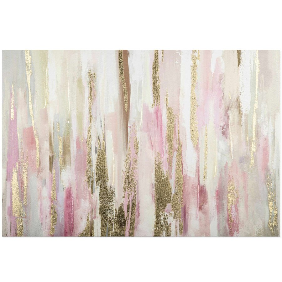 Wall Art * | Discount Sale Pink & Gold Abstract Canvas Wall Art, 24 36