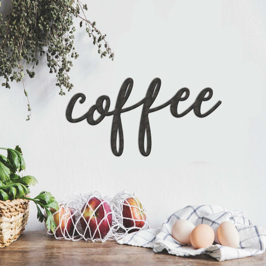 Wall Art * | Tendy Style 14X7 Coffee Metal Word Wall Decor