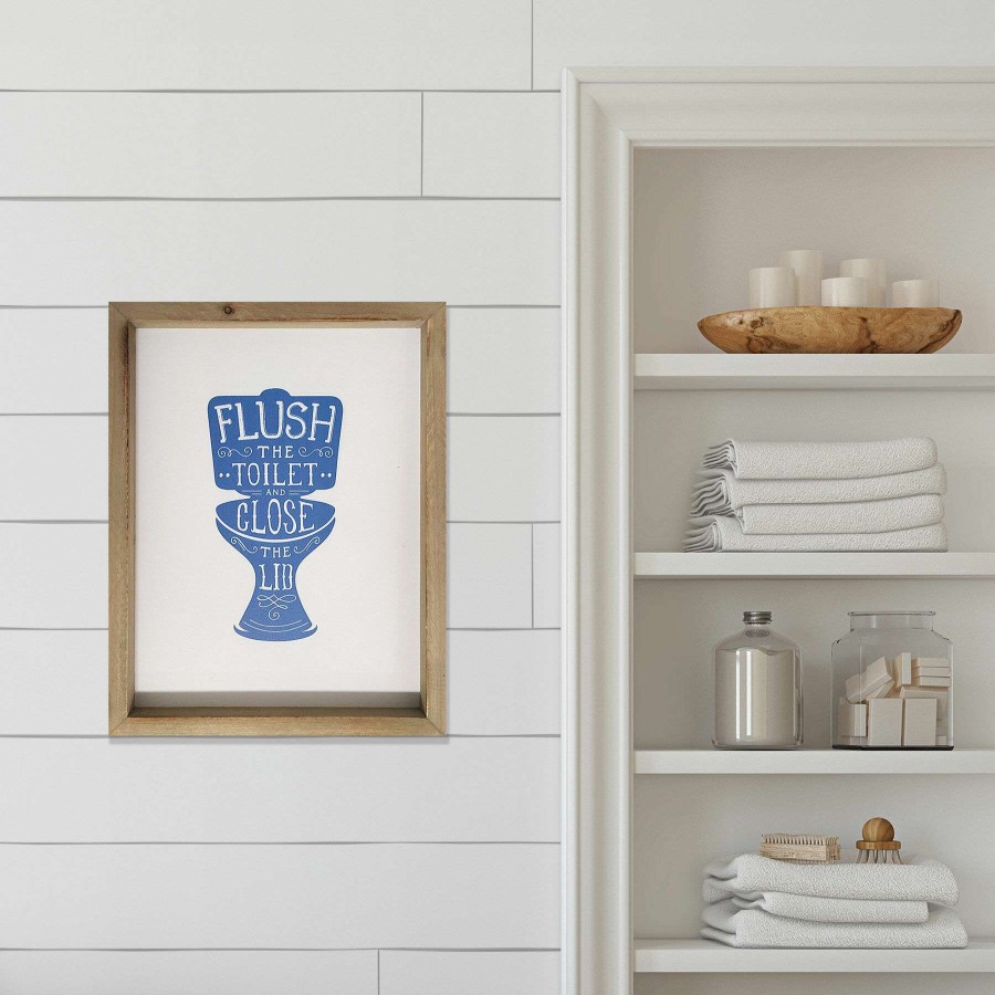 Wall Art * | Online Store 11X14 Flush The Toilet Close The Lid Framed Wall Art