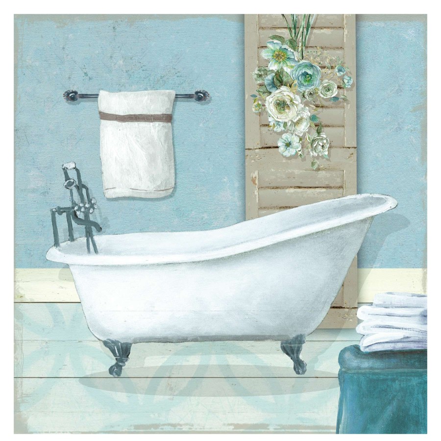 Wall Art * | Top Sellers 4-Piece 10 Floral Bathroom Canvas Wall Art Set