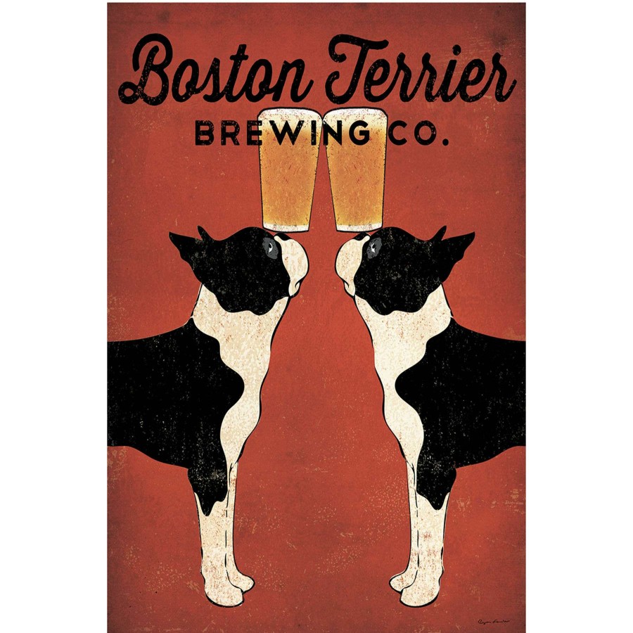 Wall Art * | Clearance Sale 24X36 Boston Terrier Brewing Canvas Art