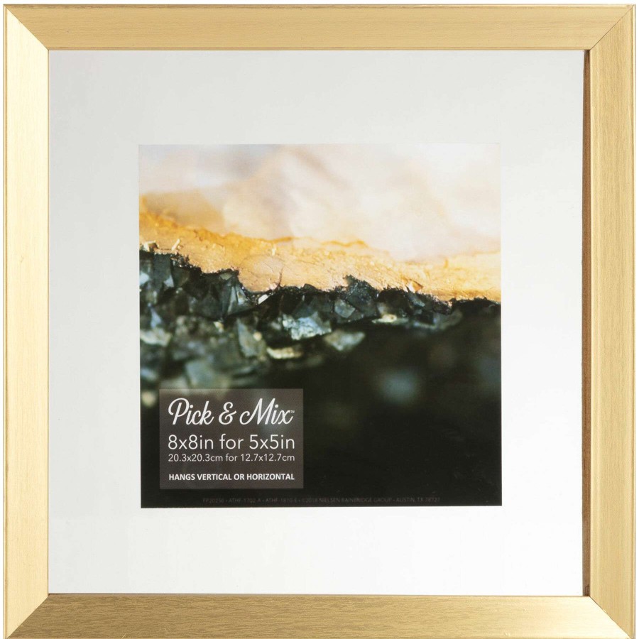 Frames & Clocks * | Best Price Pick And Mix 8X8 Gold Linear Profile Float Photo Frame