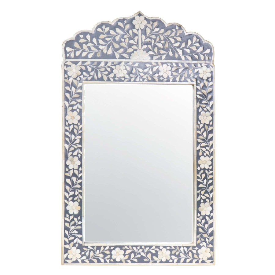 Mirrors * | Exclusive Design Grey Bone Inlay Arch Wall Mirror, 18 30