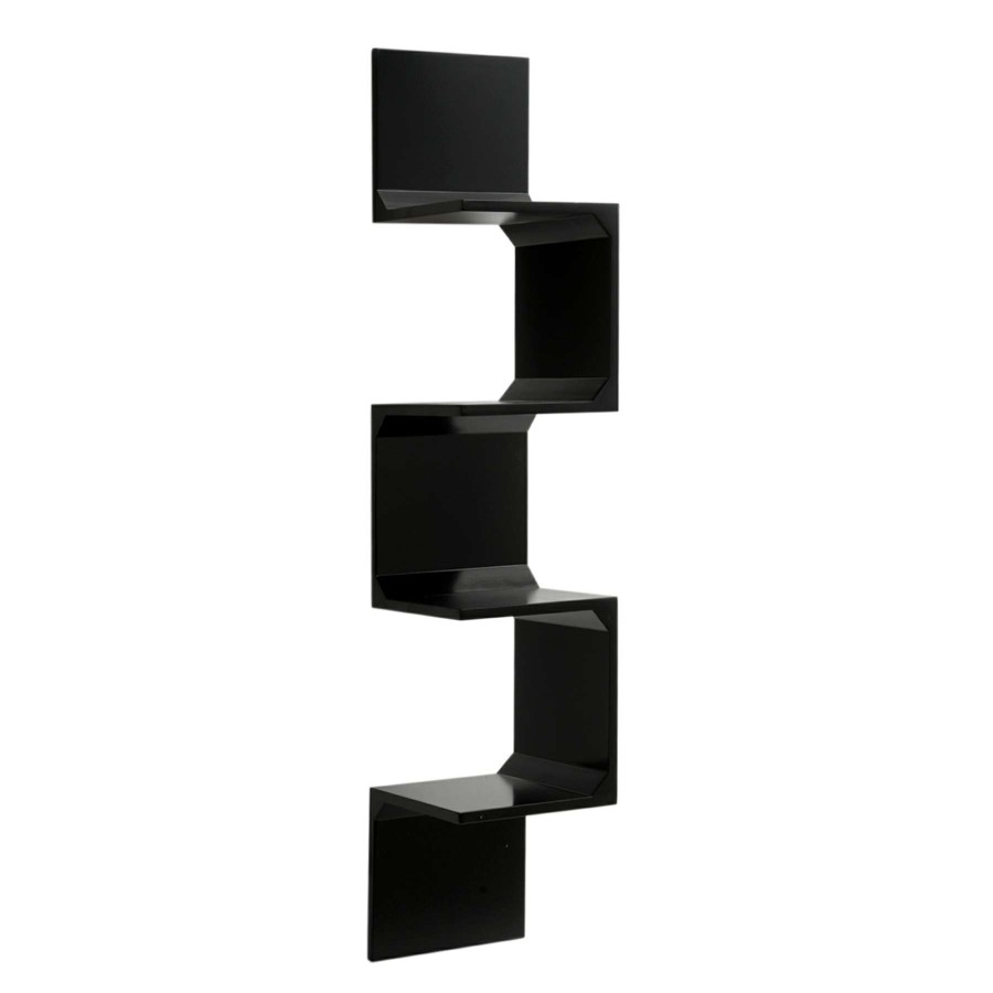 Wall Accents * | Top Sellers 8X39In Wood Corner Ledge Black