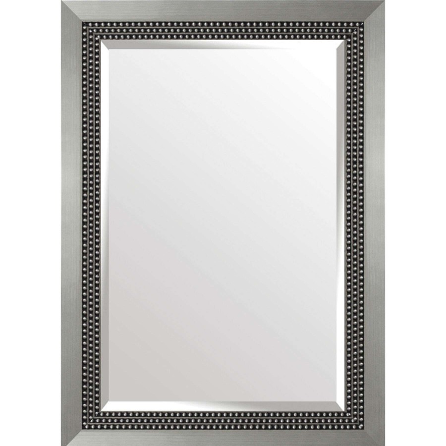 Mirrors * | Good Quality 30X36 Rectangle Plastic Triple Beads Silver Wall Mirror