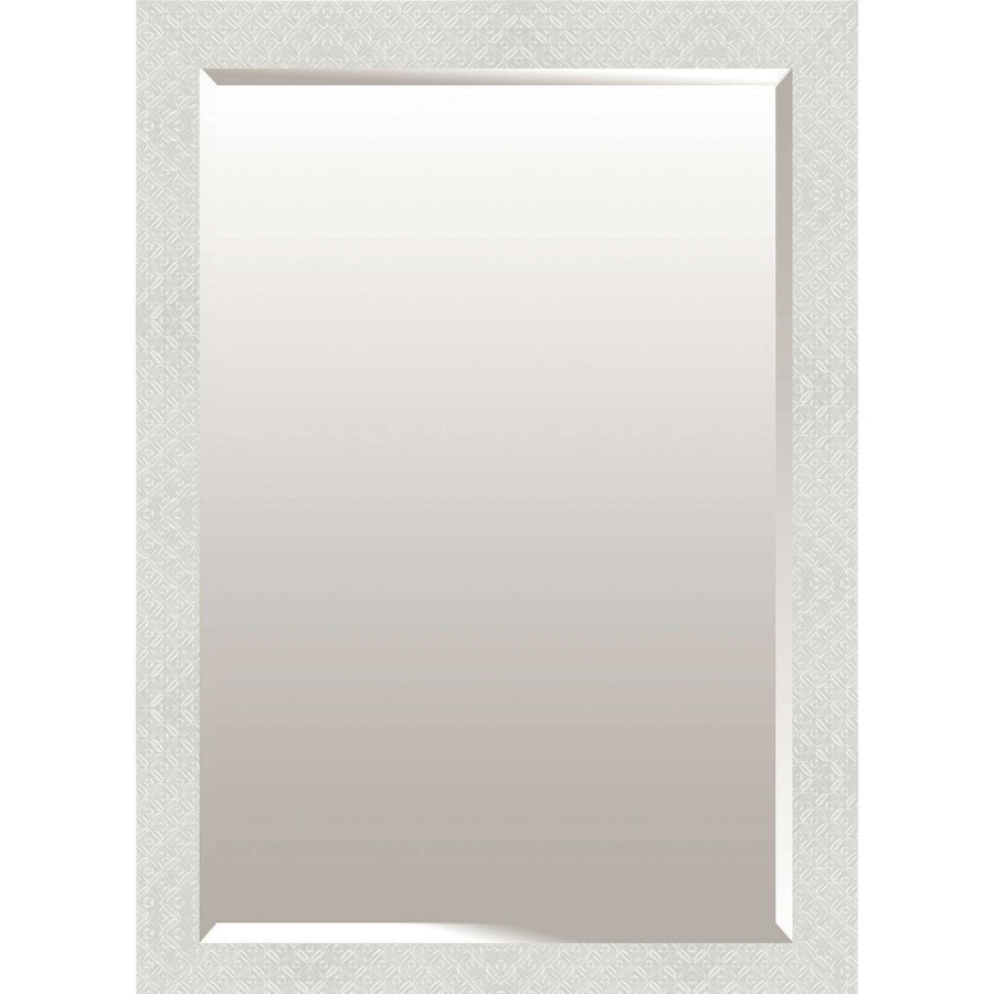 Mirrors * | Quick Delivery 21X25 Rectangle Plastic Motif Shiny White Wall Mirror