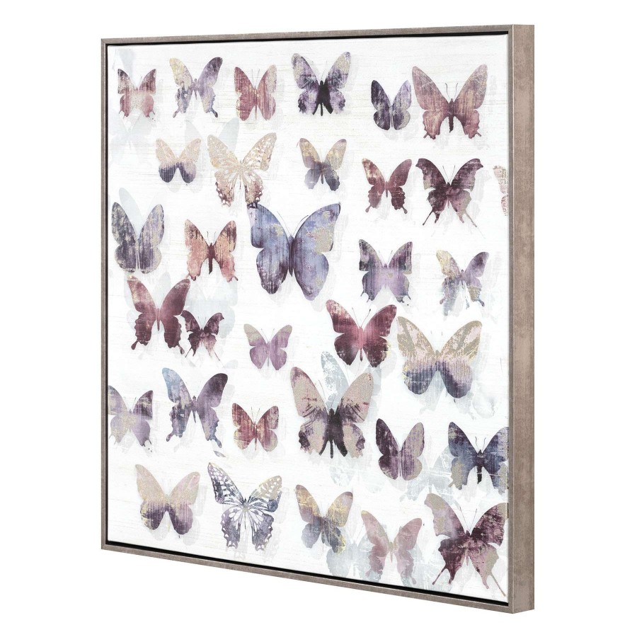 Wall Art * | Best Price Laila Ali Framed Metallic Butterflies Canvas Wall Art, 24