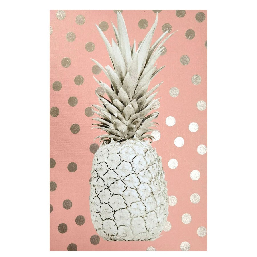 Wall Art * | Closeout Sale Gold Pineapple Canvas Wall Art, 12 16