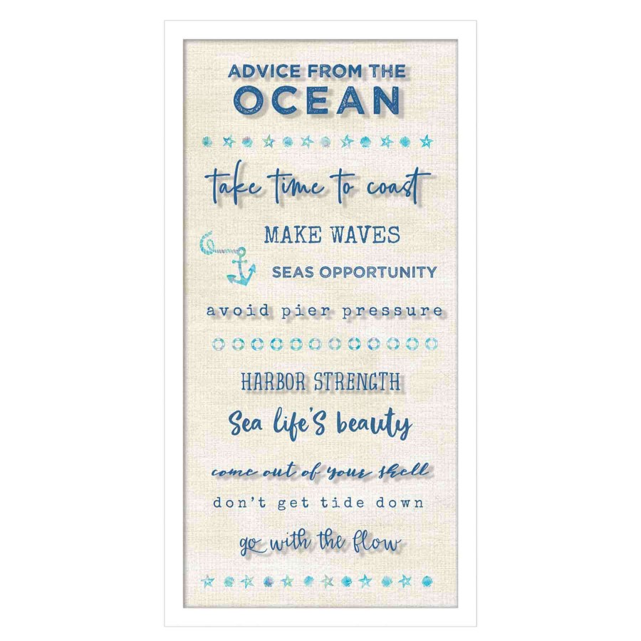 Wall Art * | Tendy Style Ty Pennington Glass Framed Ocean Advise Print Wall Art, 13 25