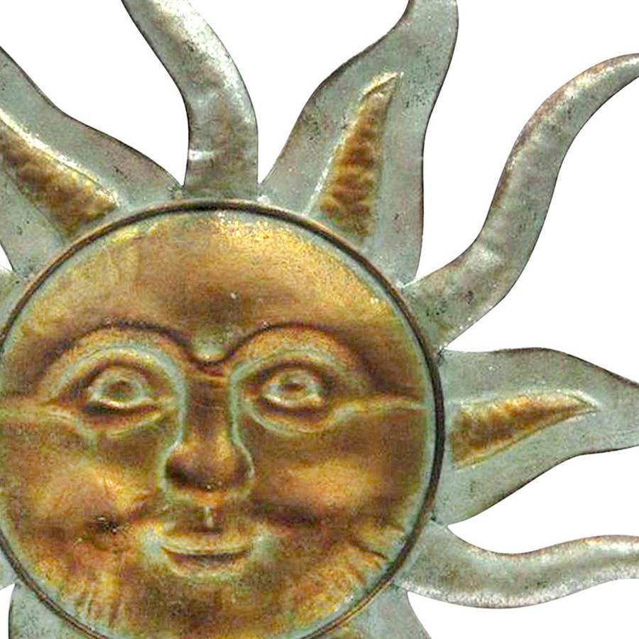 Wall Art * | Good Quality Sun Face Metal Wall Plaque, 23