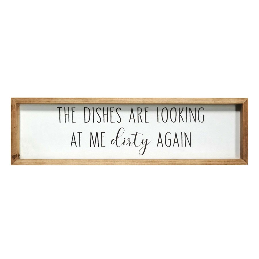 Wall Art * | Best Price 28X8 Dishes Are Looking At Me Dirty Framed Wall Art