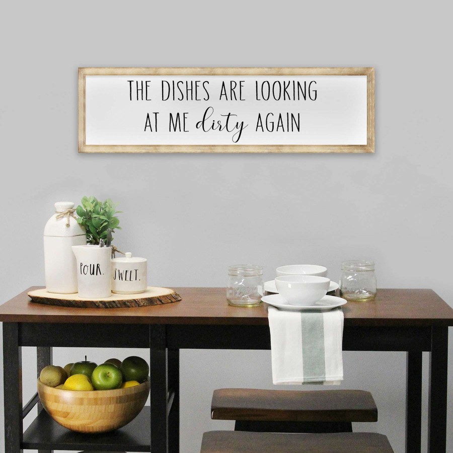 Wall Art * | Best Price 28X8 Dishes Are Looking At Me Dirty Framed Wall Art