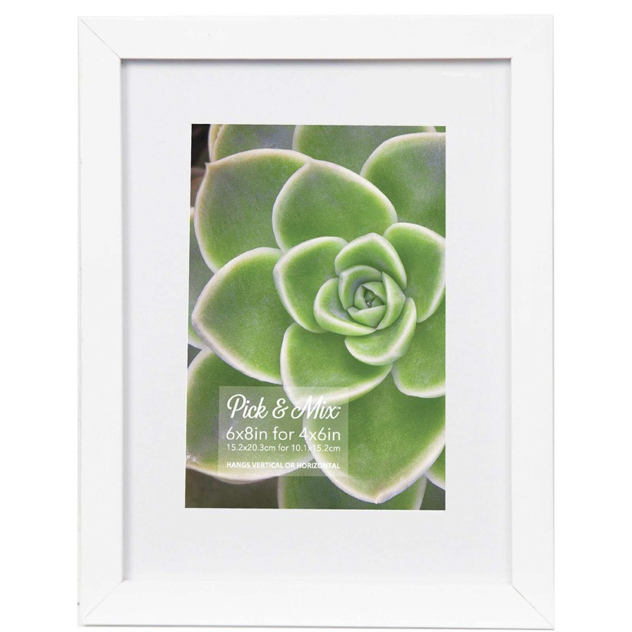 Frames & Clocks * | Tendy Style Pick & Mix 6 8 Matted To 4 6 Linear Photo Frame, White