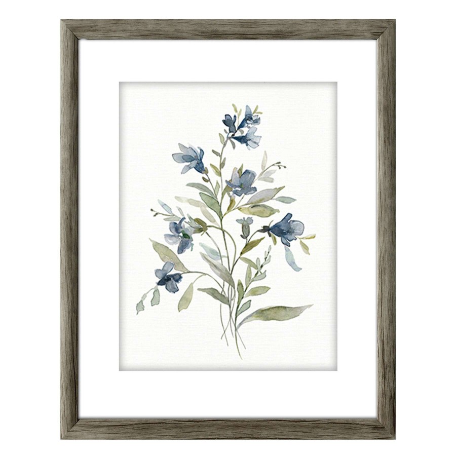 Wall Art * | Quick Delivery Honeybloom Navy Botanical Framed Linen Wall Art, 17 21