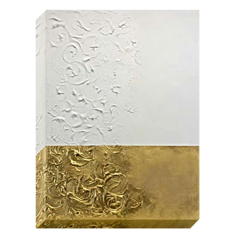 Wall Art * | Cheap White & Gold Stucco Canvas Wall Art, 30 40