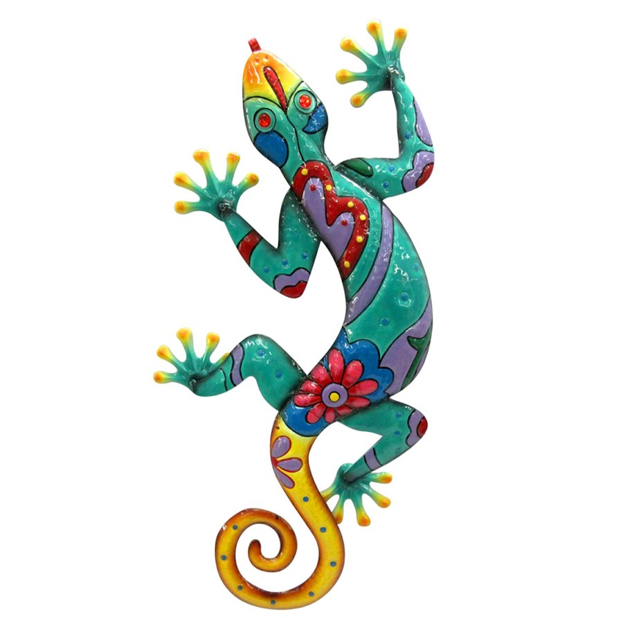 Wall Art * | Good Quality Bright Gecko Metal Wall Decor, 24