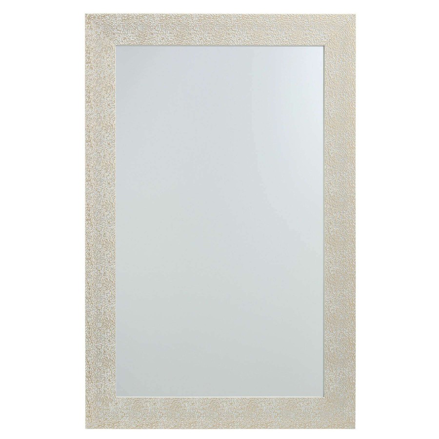 Mirrors * | Tendy Style 24X36 White/Gold Textured Mirror