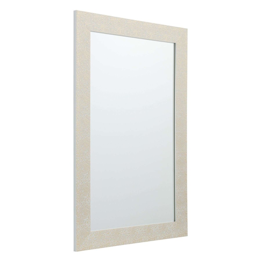 Mirrors * | Tendy Style 24X36 White/Gold Textured Mirror