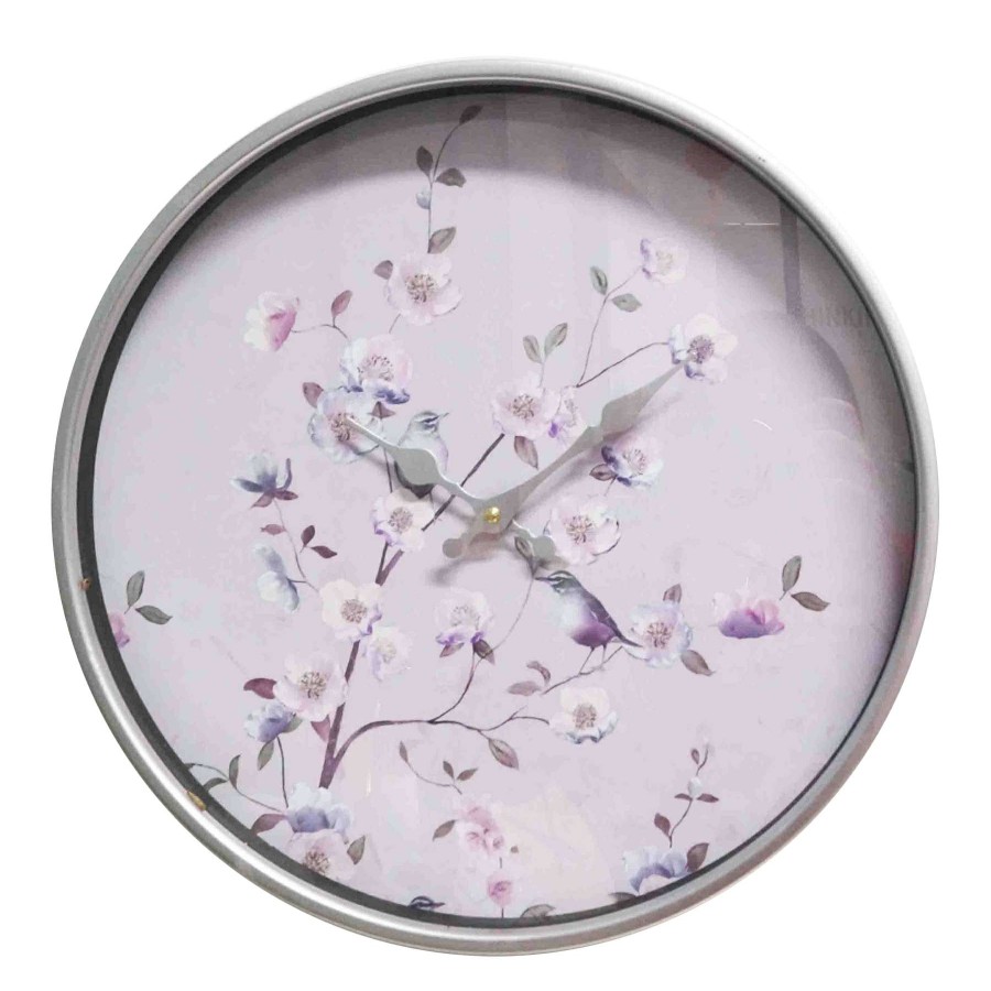 Frames & Clocks * | Quick Delivery Grace Mitchell Lilac Bird Wall Clock, 16