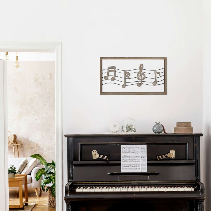 Wall Art * | Quick Delivery 19X11 Music Staff Notes Wall Art