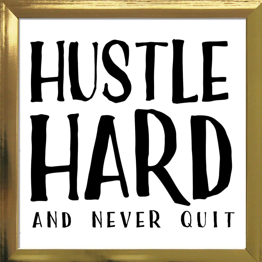 Wall Art * | Good Quality 13X13 Hustle Hard Typography Under Glass Art