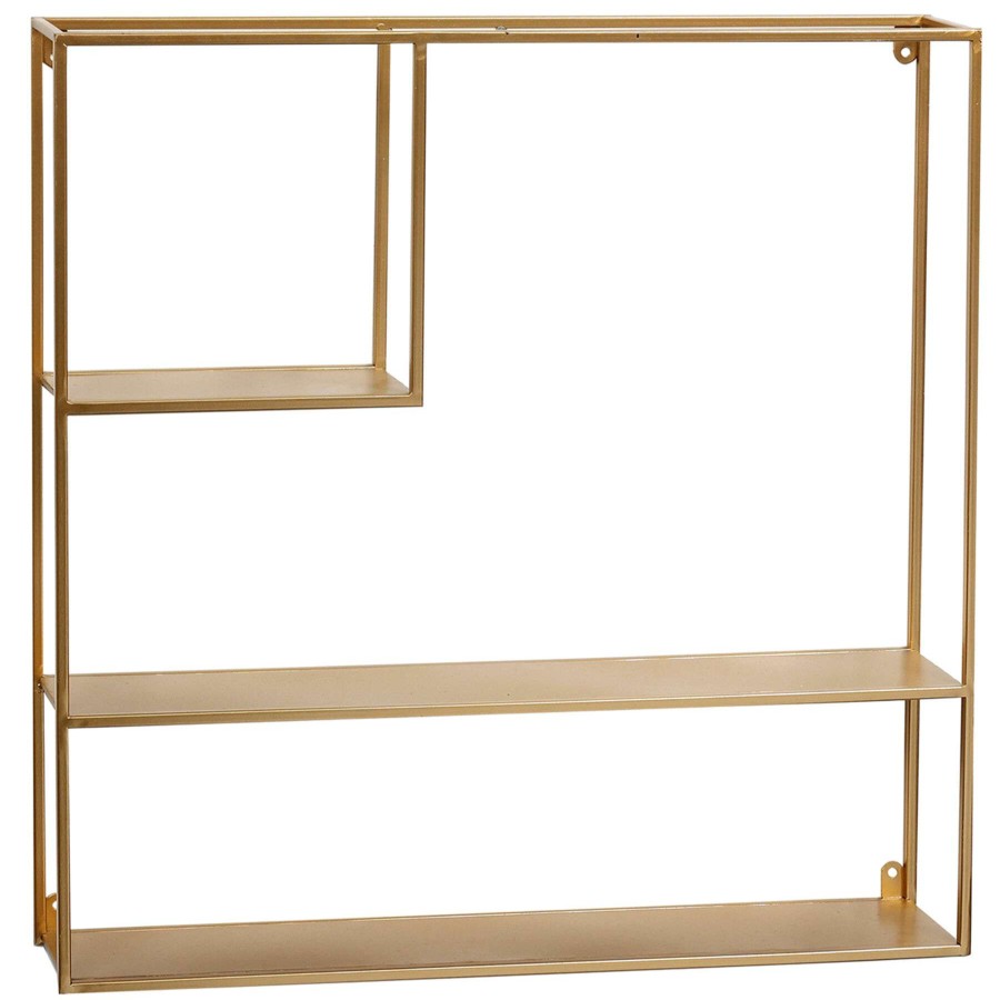 Wall Accents * | Online Store Metal Square Gold Wall Shelf, 24