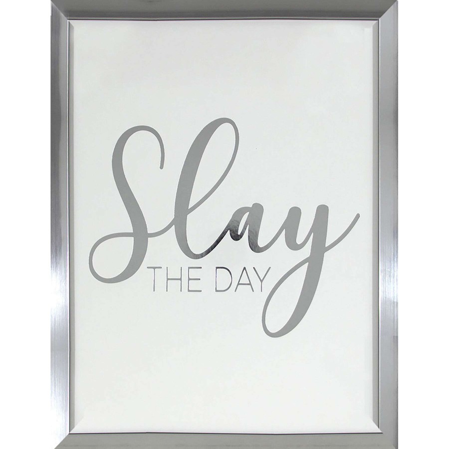 Wall Art * | Classical 12X16 Slay The Day Framed Art With Silver Foil Under Glass