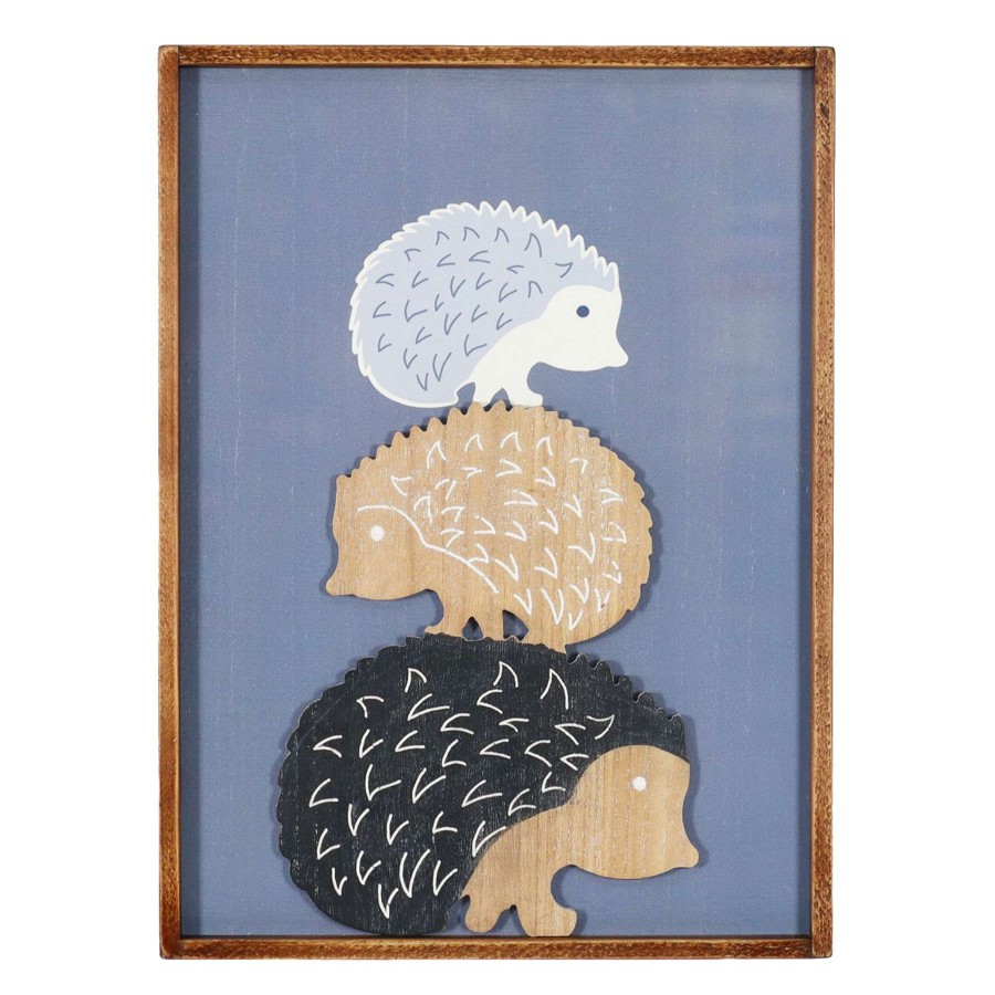 Wall Art * | Quick Delivery Honeybloom Hedgehog Framed Wood Wall Art, 14 19