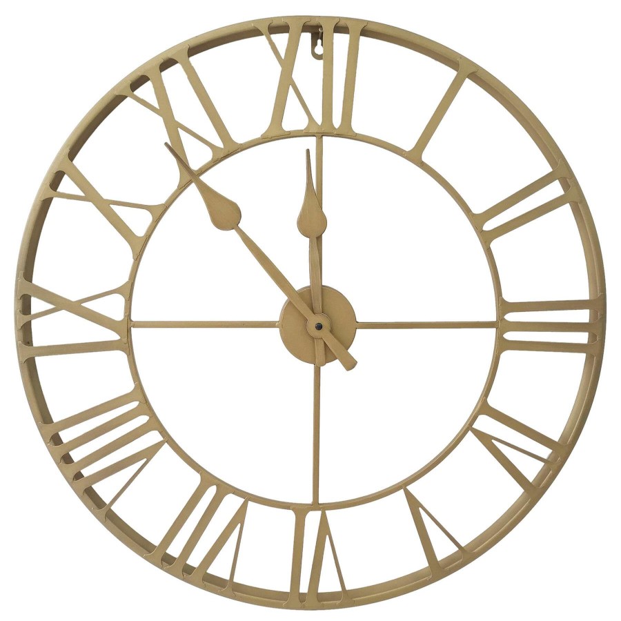 Frames & Clocks * | Excellent 24In. Brass Round Metal Clock