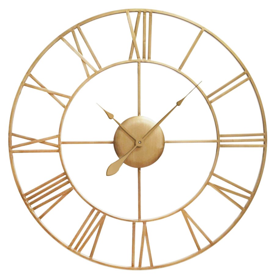 Frames & Clocks * | Classical 41In. Brass Round Metal Clock