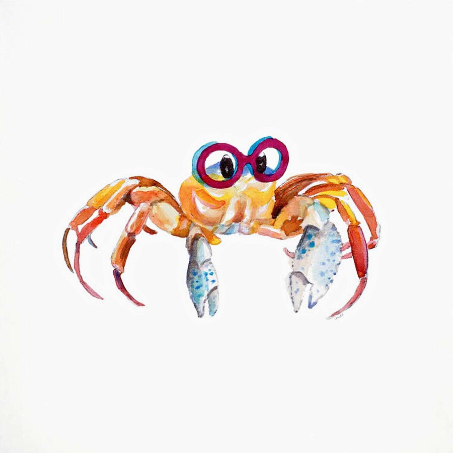 Wall Art * | Clearance Sale Crab With Glasses Canvas Wall Art, 12