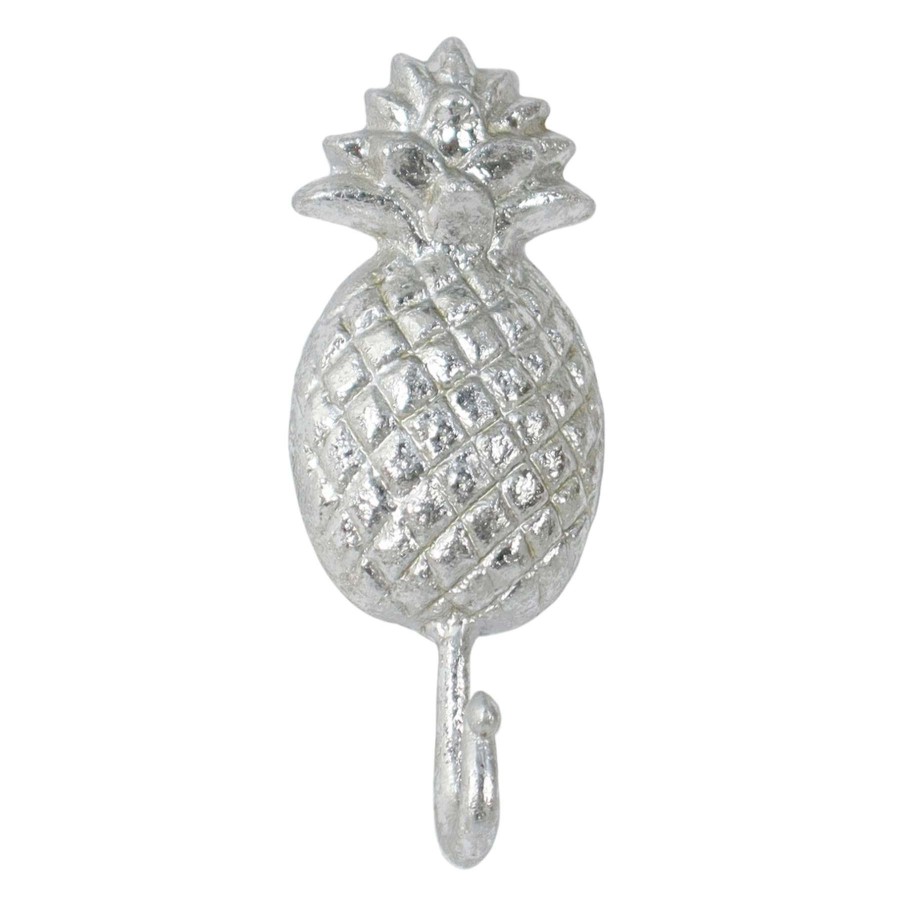 Wall Accents * | Online Store Grace Mitchell Silver Metal Pineapple Wall Hook, 8