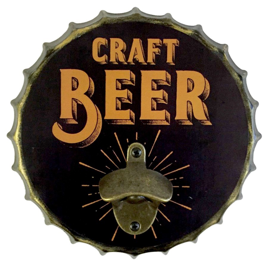 Wall Art * | Cheap 9X9 Metal Bottle Cap Wall Mounted Bottle Opener Craft Beer