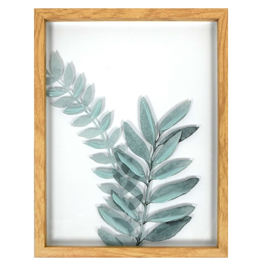 Wall Art * | Hot Sell Honeybloom Glass Framed Botanical Leaves Wall Decor, 11 14