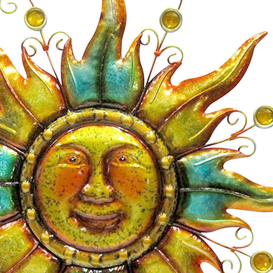 Wall Art * | Popular Two-Tone Metal Sunface Wall Decor