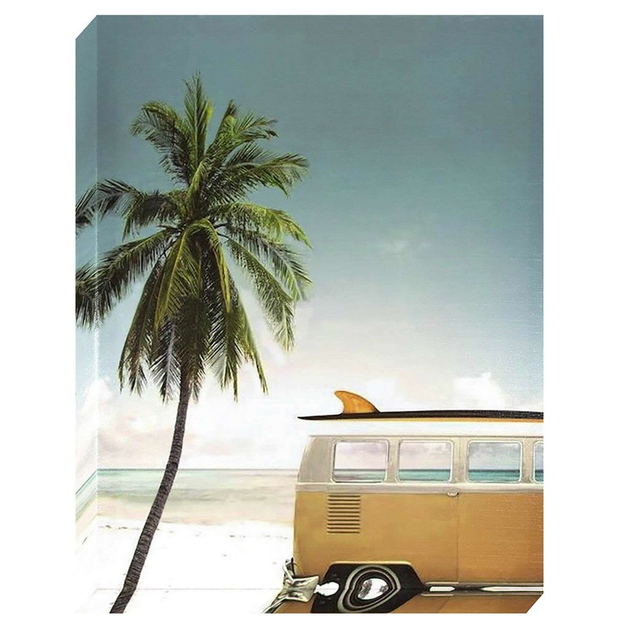 Wall Art * | Top Sellers Van & Palm Tree Textured Canvas Wall Art, 16 20