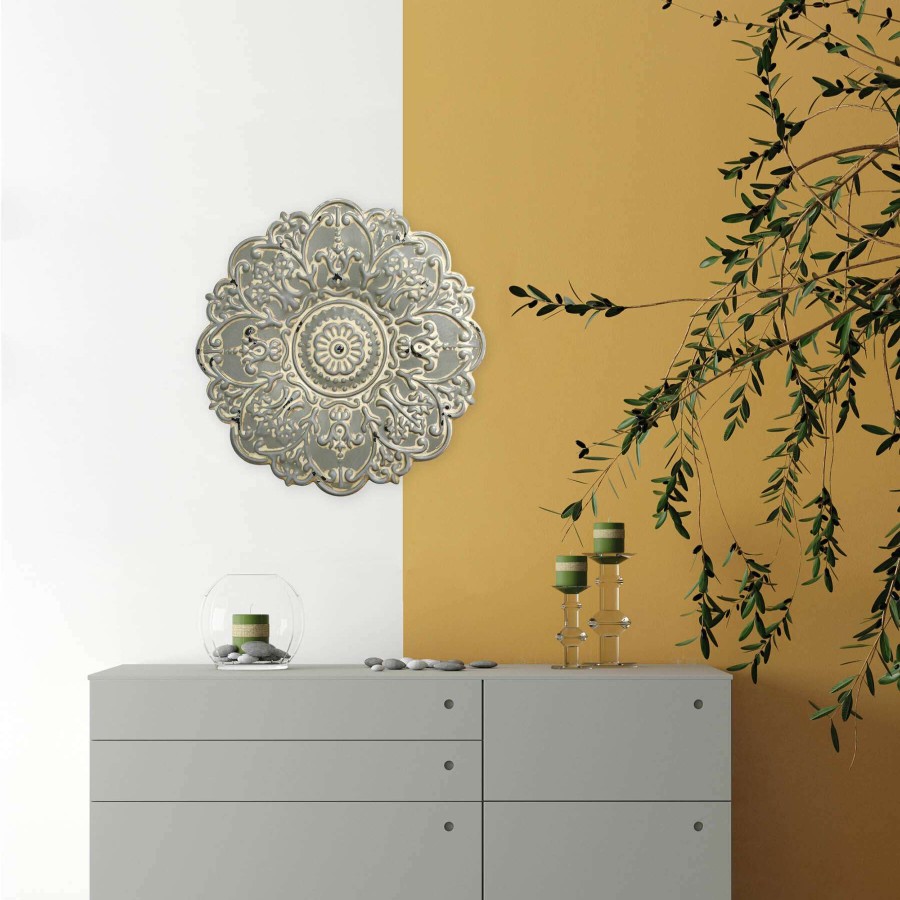 Wall Art * | Best Price 13In. Embossed Metal Medallion Wall Decor