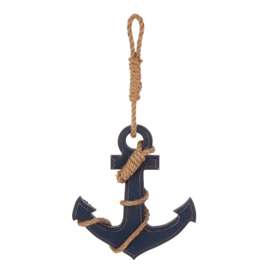 Wall Art * | Quick Delivery Blue Wooden Anchor Door Hanger, 6