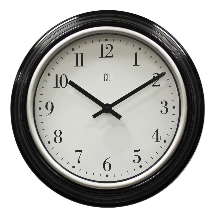 Frames & Clocks * | Excellent 12In. Black/Silver Basic Round Wall Clock