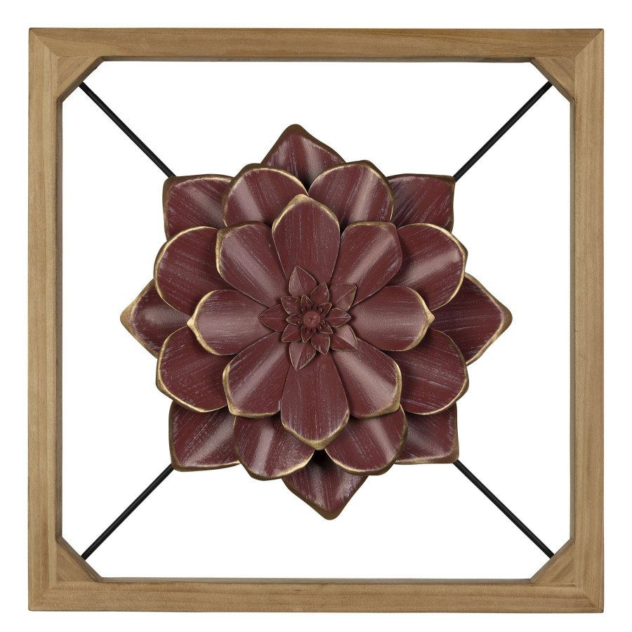 Wall Art * | Cheap Framed Metal Flower Wall Decor, 16