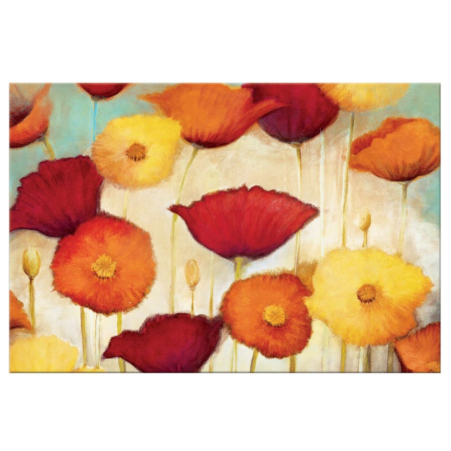 Wall Art * | Closeout Sale Red, Orange & Yellow Floral Canvas Wall Art, 36 24