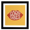 Wall Art * | Exclusive Design 12X12 Yellow Lips Good Vibes Print Under Glass Wall Art