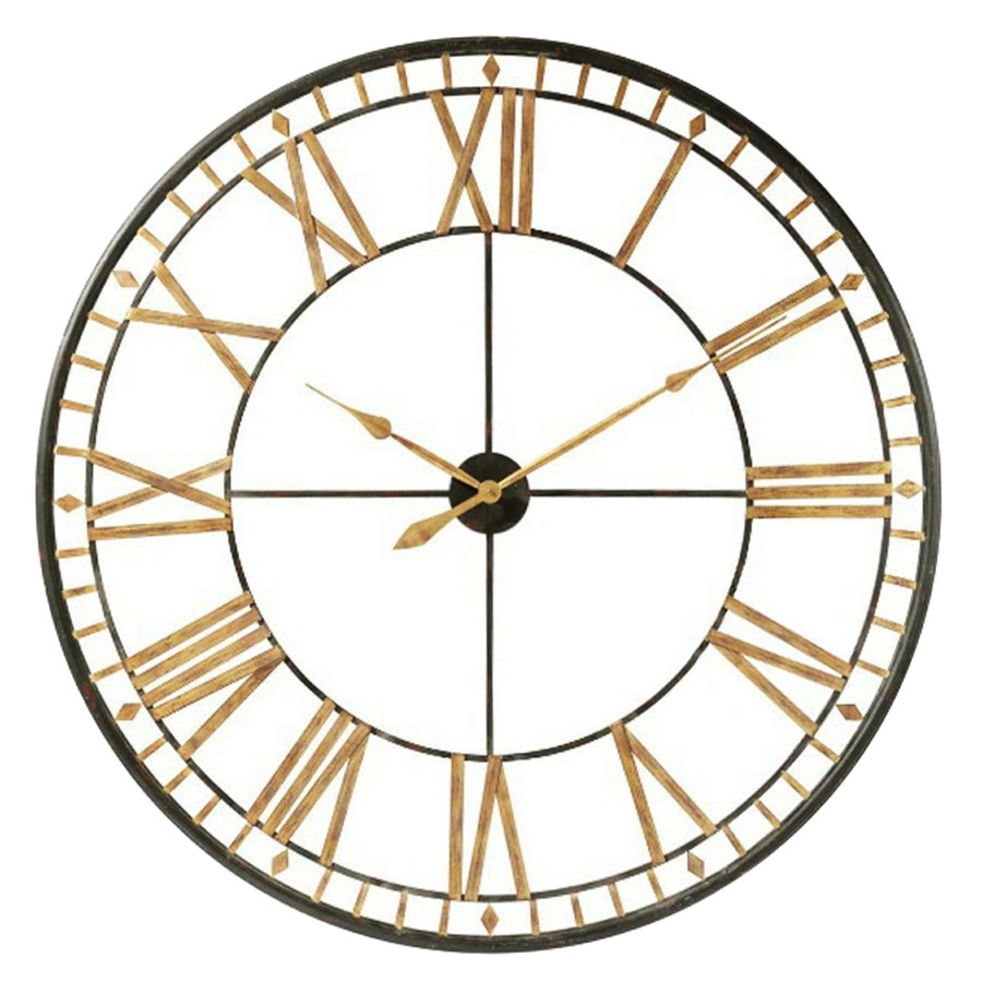 Frames & Clocks * | New Threads 46In. Gold/Black Round Metal Clock