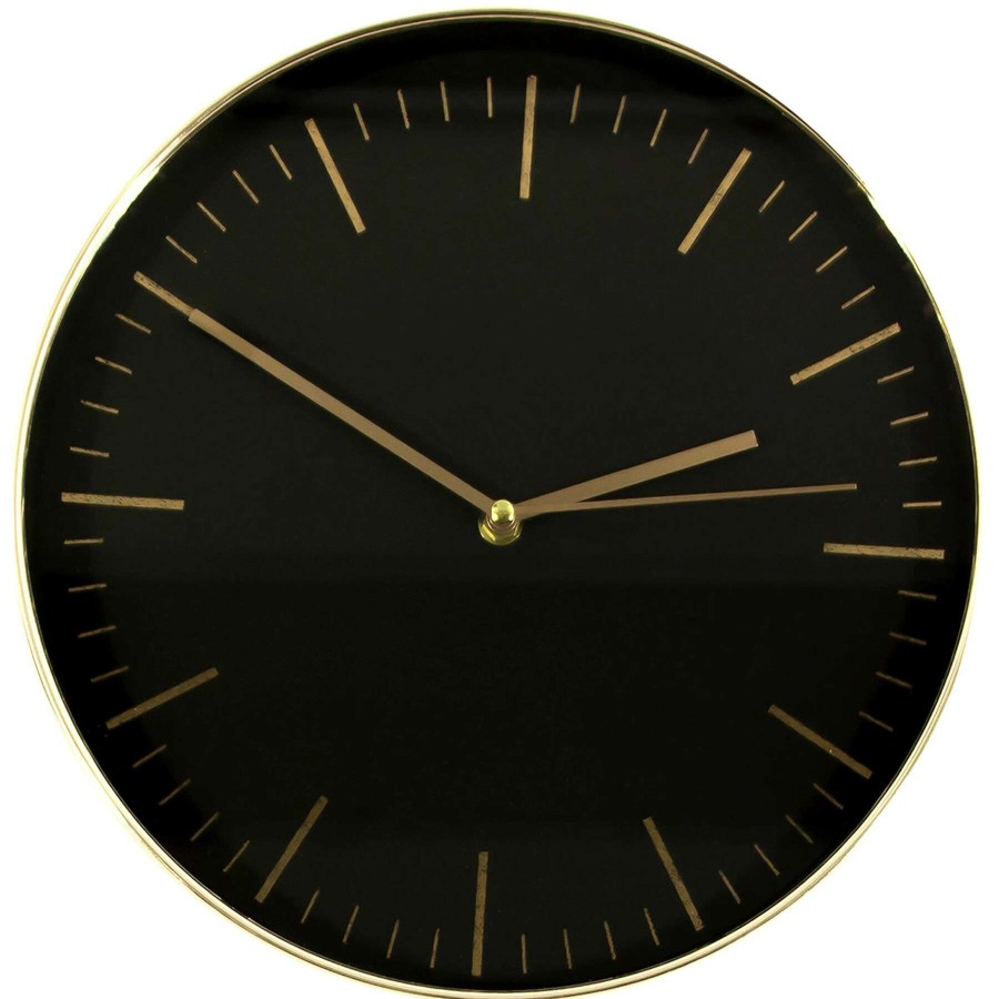 Frames & Clocks * | Hot Sell Black Wall Clock With Gold Ticks, 12