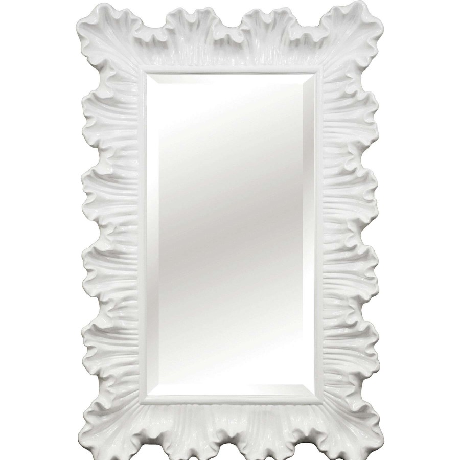 Mirrors * | Original Grace Mitchell Ariel White Ruffle Framed Wall Mirror, 33 48