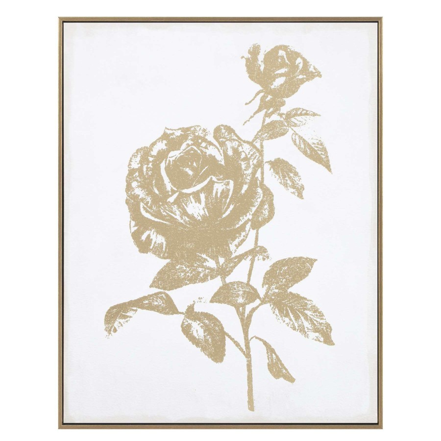 Wall Art * | Classical Grace Mitchell Framed Gold Foiled Flower Canvas, 16 20