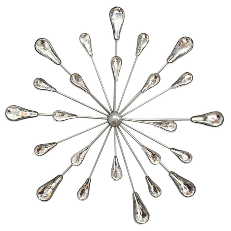 Wall Art * | Cheap 10In. 3-Piece Silver Teardrop Bling Burst Wall Art