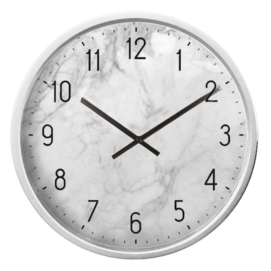 Frames & Clocks * | Quick Delivery White Marbled Clock, 12