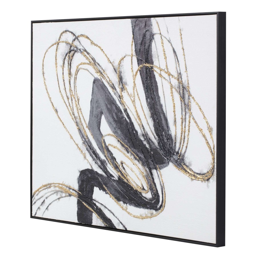 Wall Art * | Best Price 35X47 Framed Embellished Abstract Canvas