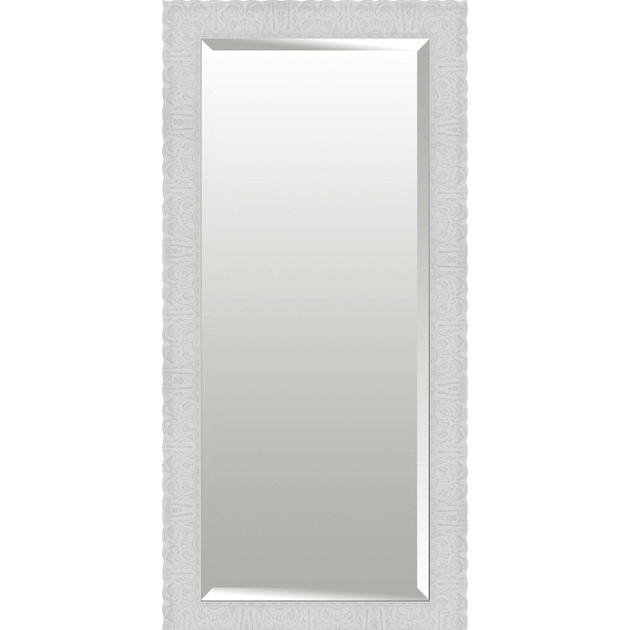 Mirrors * | Clearance Sale 32X66 Rectangle Plastic Scalloped Edges White Floor Mirror